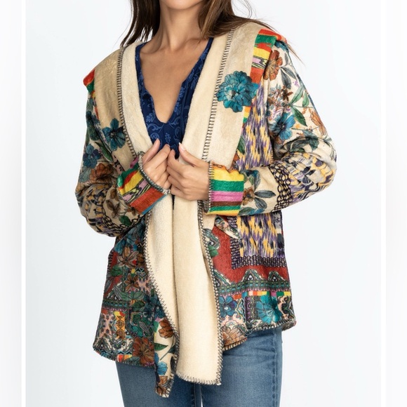 NWT Johnny Was Sherpa Hoodie Jacket Very Unique and Colorful Size XLarge - Picture 13 of 16